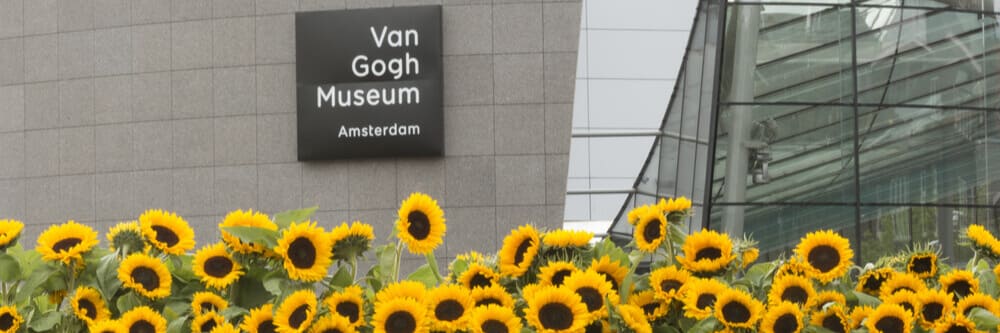 Sonnenblumen vor dem Van Gogh Museum in Amsterdamm